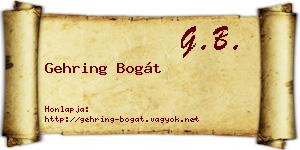 Gehring Bogát névjegykártya